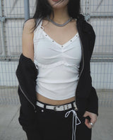 STUD FRILL SLEEVELESS (WHITE)
