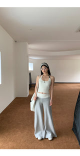 Wide banding lace bootcut pants