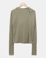 Tooin Diagonal Button Hooded T-Shirt