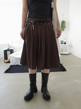 STUD PLEATS MIDI SKIRT (BROWN, BLACK 2COLORS!)