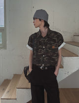 Ore Camo Leather Patch Half Shirt