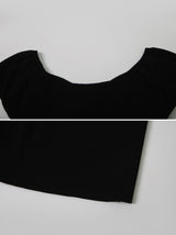#Rose Off Shoulder Slit Short Sleeve Knit (3color)