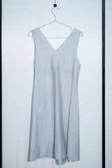 V-Neck Scarf-Set Dress (Blue Gray)