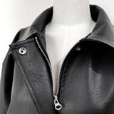 ウエスタンウォッシュ ボクシーカラー レザージャケット (Black)