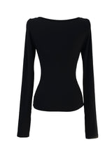 rock chic black button long sleeve T