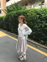 マイル ボタン レイヤード スカート