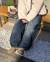 Hison Balloon Wide Brushed Denim Pants