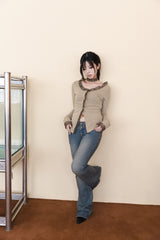 [Holiday] Two button stripe boots cut pants