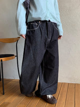 ヤンナ ノンフェード ワイド ブラック デニム パンツ