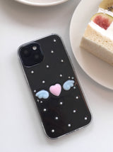 [MADE] ドットエンジェルレジンケース (heart-pink & wings-blue)