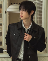 Kurt knit color matching leather jacket