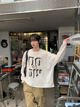 ヴィンテージグラフィックワッフルラウンド長袖