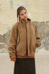 WOOL CROPPED HIGH-NECK SHORT COAT