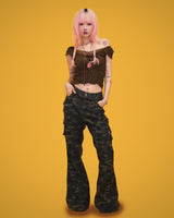 camo bootscut pants