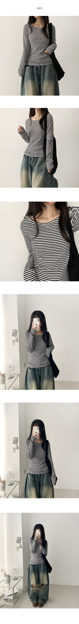 Brae U-Neck Dangara Round Long Sleeve T-Shirt