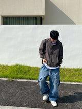 Washing diagonal balloon cargo denim pants 2C
