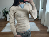 cable v neck knit