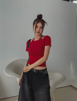 Sonya Whole Slit Layered Short Sleeve T-shirt