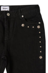 STUD BOOTCUT DENIM PANTS (BLACK) WOMEN
