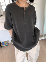 ワッフルボタンオーバーサイズTシャツ (3C)