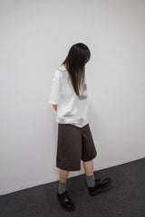 Side Slit Darted Bermuda Brown