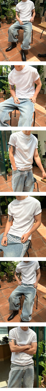 [Unisex] Track wide denim pants (2color)