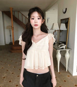 [ md pick / angel🤍 ] pon baby shimmer off shirring bl