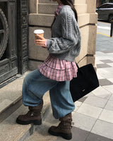 Blush Flare Check Shirt Dress