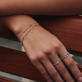 silver sparkling triple station rhodium plating + 925 silver bracelet B066-02H