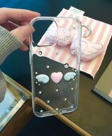 [MADE] ドットエンジェルレジンケース (heart-pink & wings-blue)