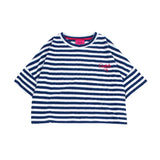 ワイドクロップインディゴストライプショートスリーブTシャツ (FOR WOMAN)_SYS7TS59BU