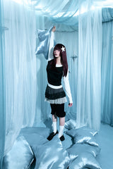Star dot layered cancan skirt