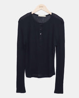 Pirun テンセルレイヤードボタンロングスリーブTシャツ