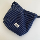 Clam string pouch _ Navy stripe