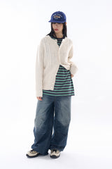 Maya round-neck wool brush cardigan