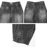 Luton Drawing Flower Denim Pants