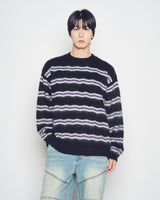 25FW WAVE STRIPE MOHAIR KNIT BLACK