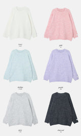 #ヘアリーウールラベルラウンドルーズニット (6color)
