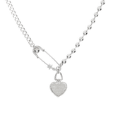 Double Heart Safety Pin Star Necklace