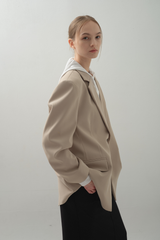 Glossy Wide Jacket_Beige