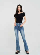 rope shirring off-shoulder tee