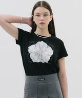 フラワーDロゴTシャツ_ブラック