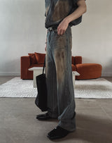 Summer Cool Oil Washed Flare Denim Pants