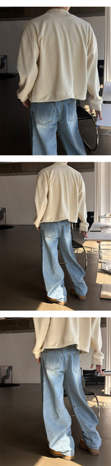 [Unisex] Curve dart wide denim pants