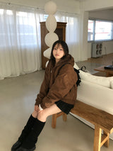 Suede fur hooded jumper (2 colors)