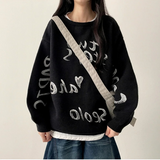 Pen Lettering Printing Round Knit