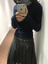 モックネックストライプフーディー