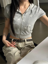 Star crop hood zip up(2color)