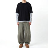 Crop Layered Long Sleeve Dark Gray