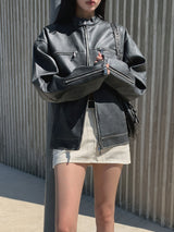 Bleed Washing Leather Biker Jacket